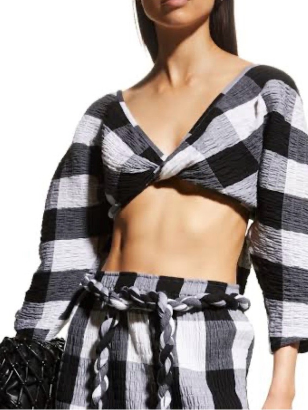 Mara Hoffman Black and White Check cropped shirt